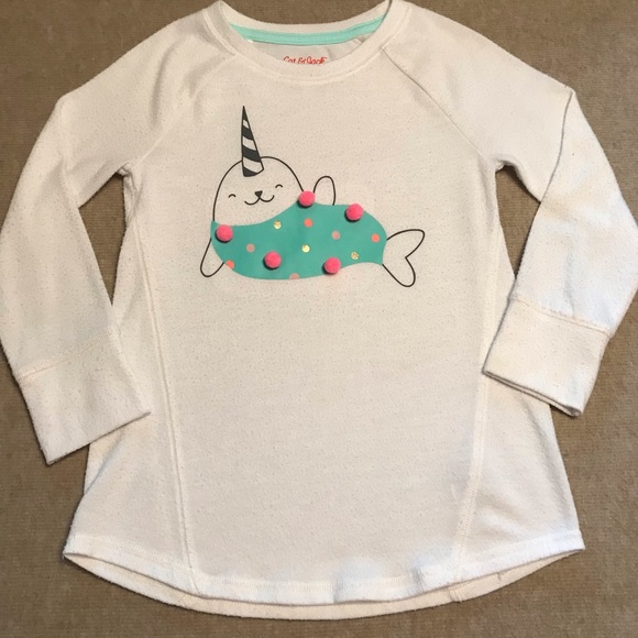 Cat & Jack White LS Graphic Blouse 
4 / 5 XS Extra Small 
Seal with Pink Tassels - Picture 6 of 15